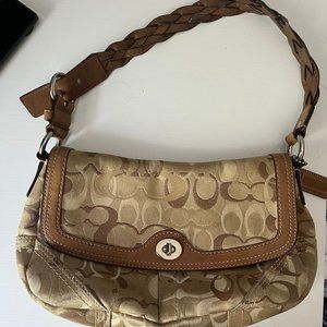 Coach Tan and Brown Shoulder Bag